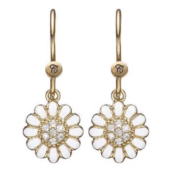 Christina Collect Gold-plated White Marguerite Beautiful daisies with white enamel and 14 glittering topaz, model 670-G12White